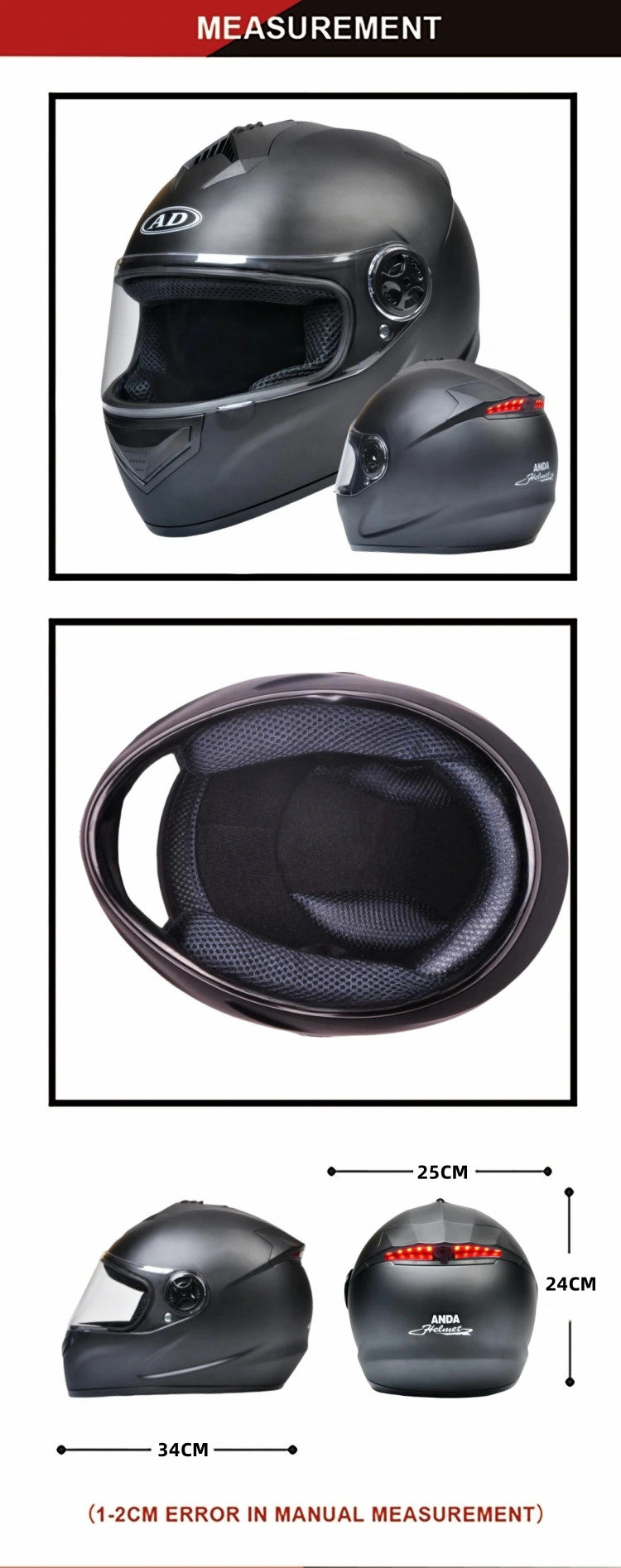 LED Taillight Full Face Motorcycle Helmets