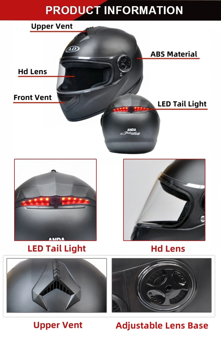 LED Taillight Full Face Motorcycle Helmets