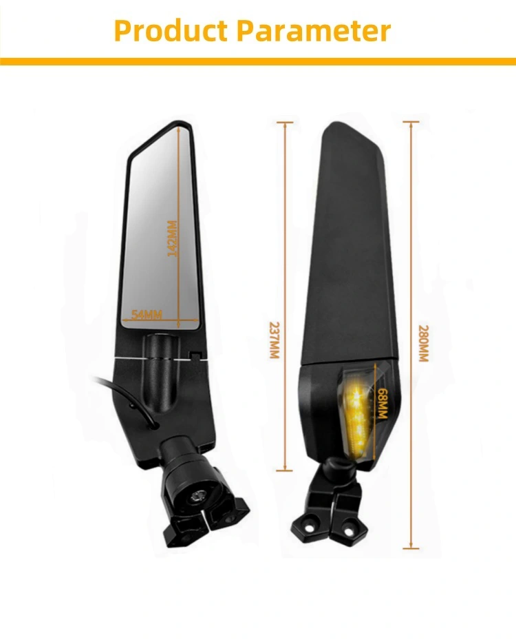 Rearview Mirror Kit For Motorcycle With Led Light