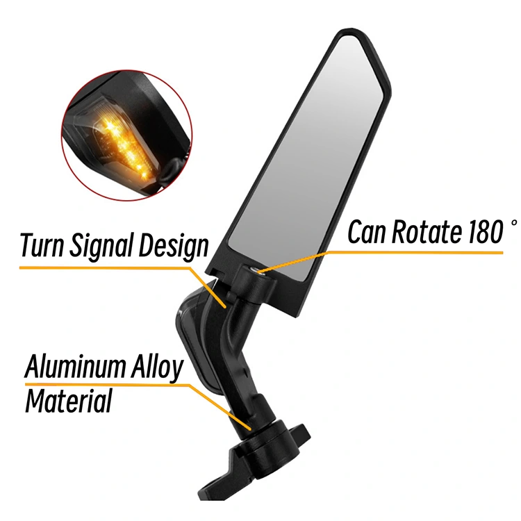 Rearview Mirror Kit For Motorcycle With Led Light
