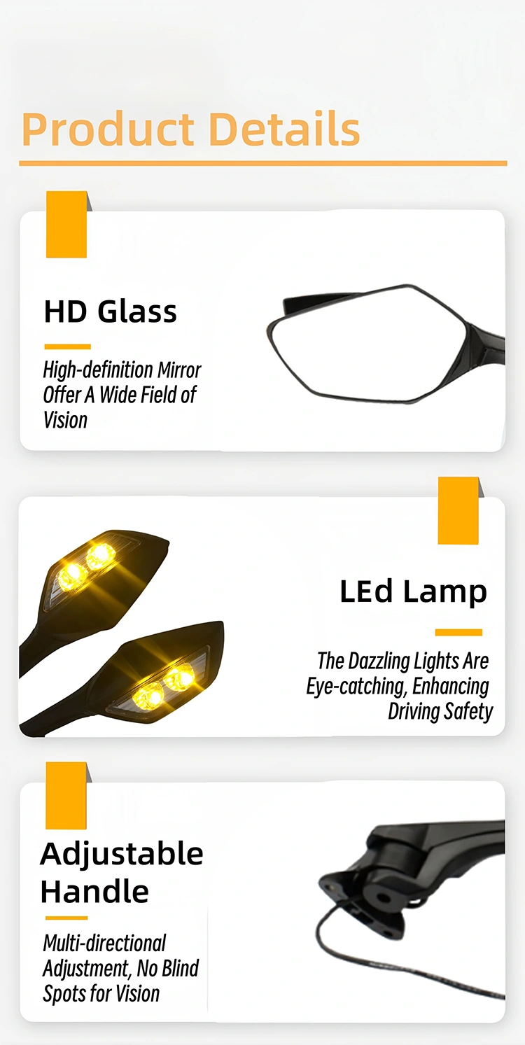 Side Mirror For Motorcycles With Led Light