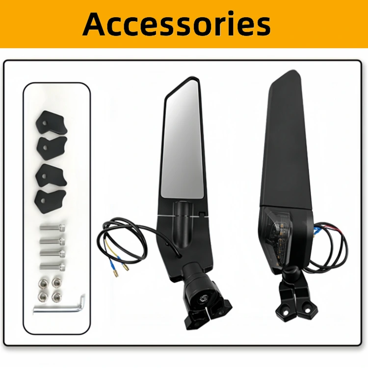 Rearview Mirror Kit For Motorcycle With Led Light