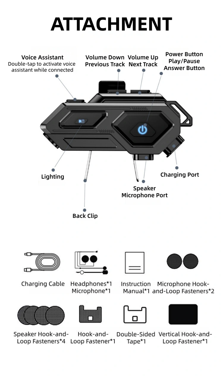 Helmets Built-in Bluetooth Headset 1000MAH