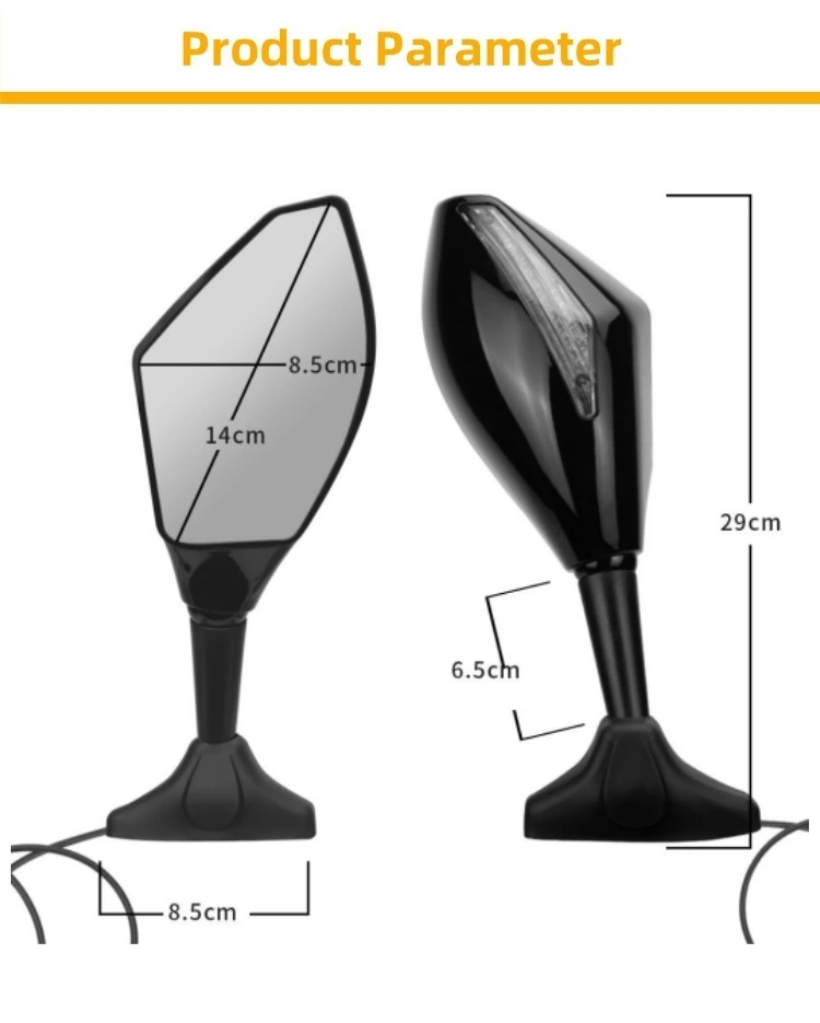 Motorcycle Rearview Mirror With Led Lights With Turn Signals