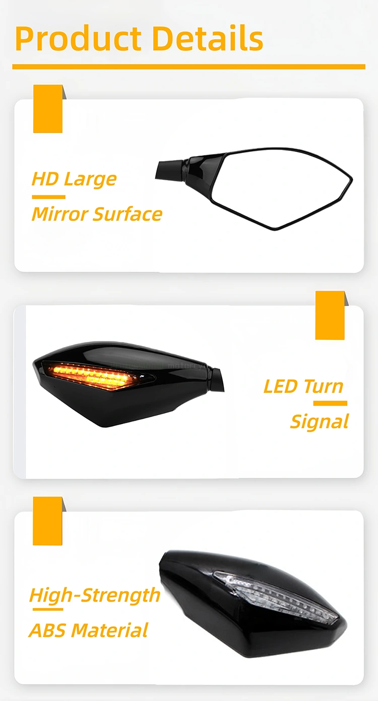 Motorcycle Rearview Mirror With Led Lights With Turn Signals
